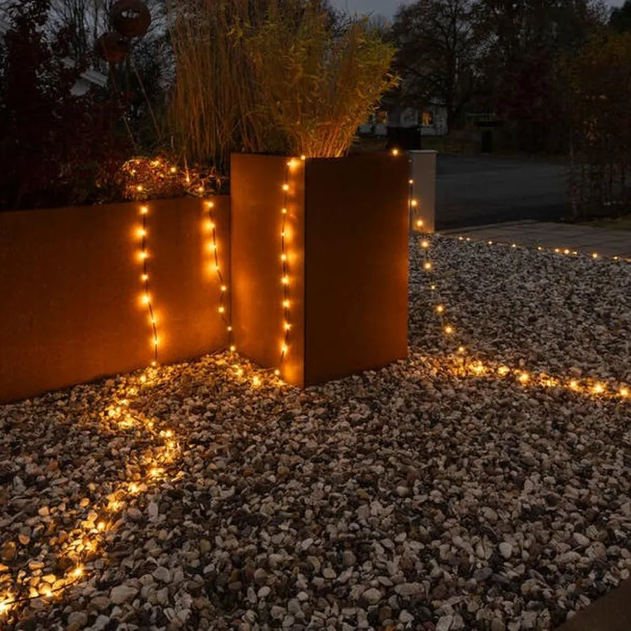 Sale Konstsmide ShineLine 400 amber micro led slynge 40 meter IP44 - Utendørs Svart