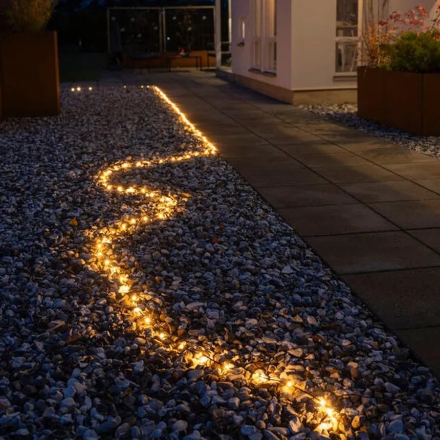 New Konstsmide ShineLine 200 amber micro led slynge 20 meter IP44 - Utendørs Svart