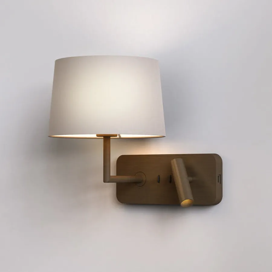 Clearance Astro Lighting Side by Side Grande vegglampe m/USB Bronse