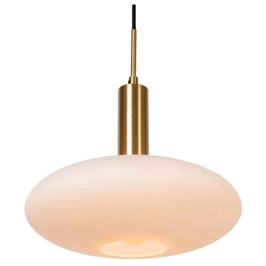 Clearance Lucide Singala takpendel 30 cm - Svart/Opal/Messingfarget Svart / Opal