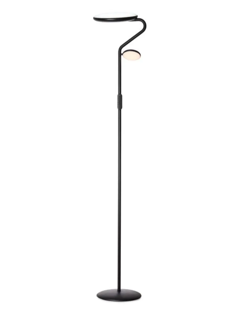 Online Halo Designs Slim uplight gulvlampe med leselys og fjernkontroll Svart