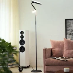 Online Halo Designs Slim uplight gulvlampe med leselys og fjernkontroll Svart