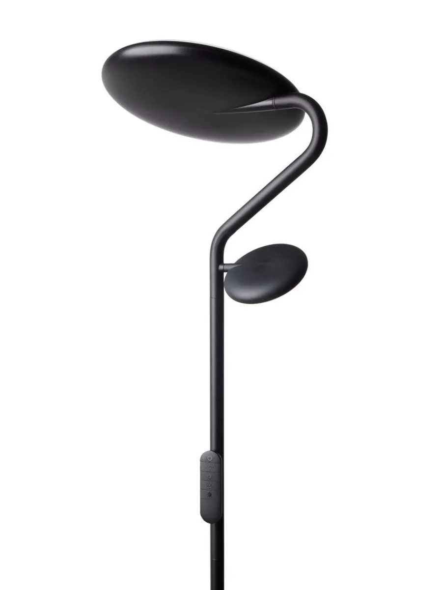 Online Halo Designs Slim uplight gulvlampe med leselys og fjernkontroll Svart