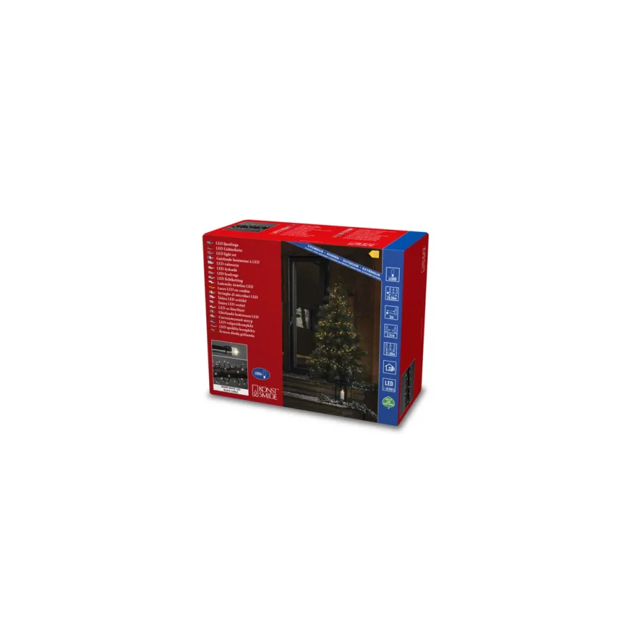 Hot Konstsmide Slynge Cluster 1500 LED 33 meter IP44 - Varmhvit Svart