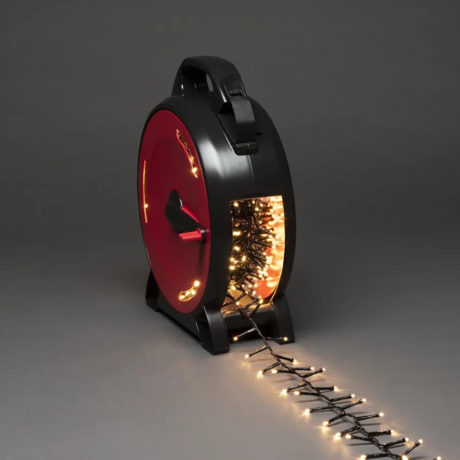 New Konstsmide Slynge 1200 LED, 37 meter julelys på trommel IP44 - Varm Hvit