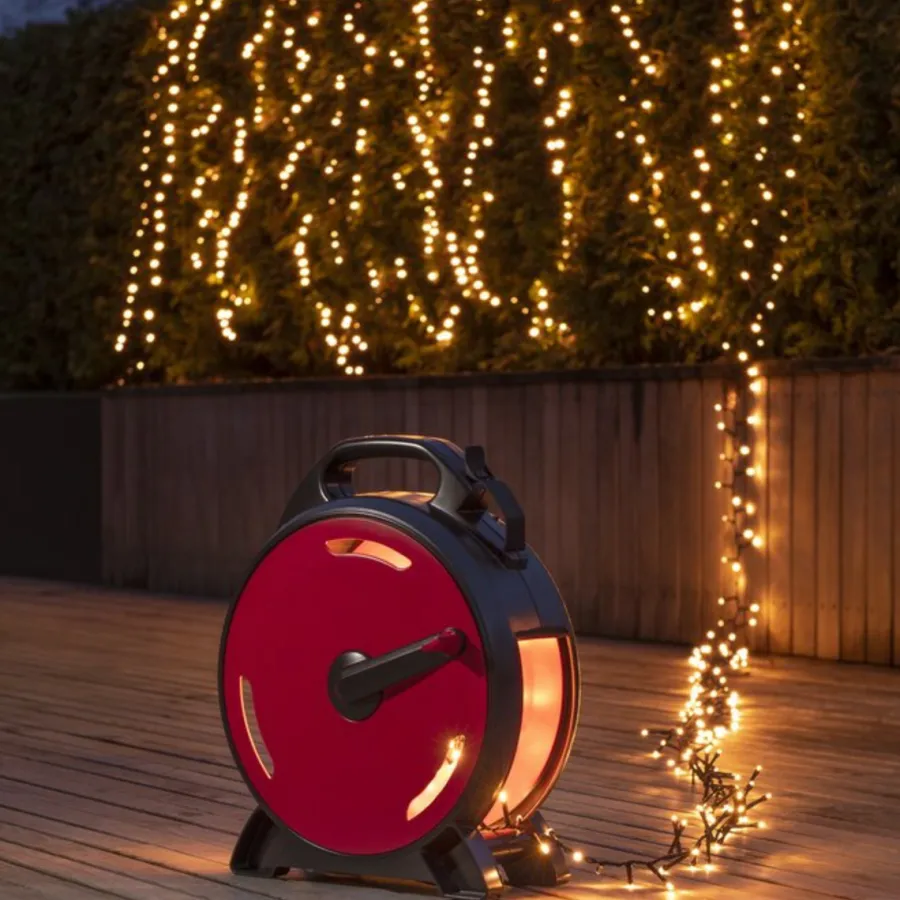 New Konstsmide Slynge 1200 LED, 37 meter julelys på trommel IP44 - Varm Hvit