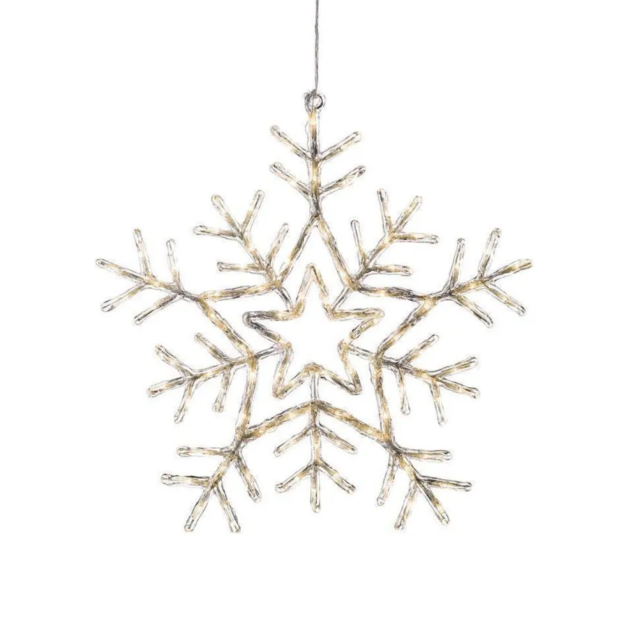 Outlet Konstsmide Snøfnugg med 90 varme LED 58 cm IP44 utendørs Hvit