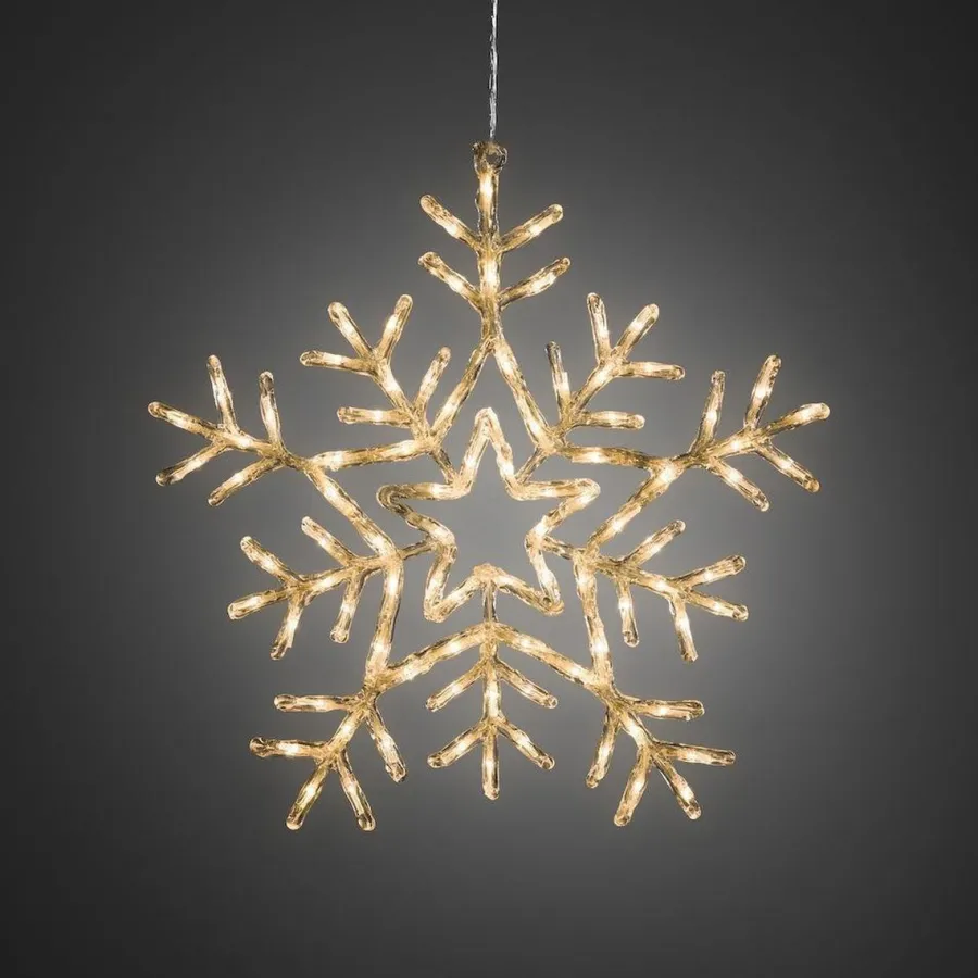 Outlet Konstsmide Snøfnugg med 90 varme LED 58 cm IP44 utendørs Hvit