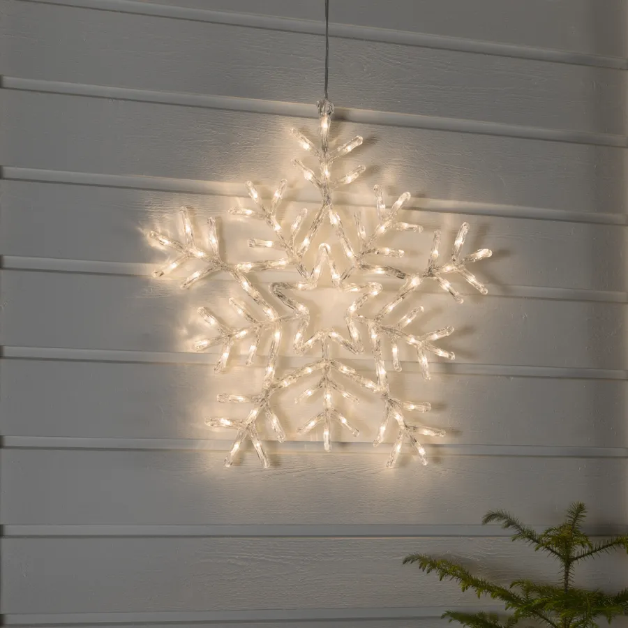 Outlet Konstsmide Snøfnugg med 90 varme LED 58 cm IP44 utendørs Hvit