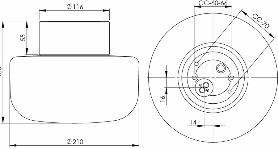 Outlet Ifø Electric Solenne 210/165 tak/vegglampe IP44 E27