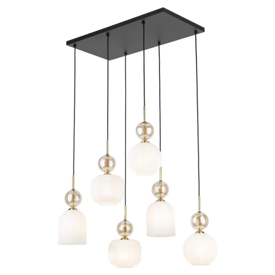 TK Lighting Sophia takpendel 6-lys Amber / Hvit