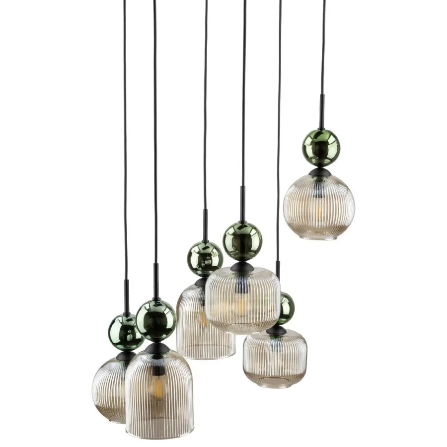 TK Lighting Sophia takpendel 6-lys Amber / Hvit