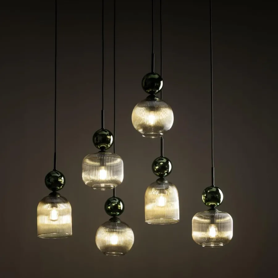 TK Lighting Sophia takpendel 6-lys Amber / Hvit