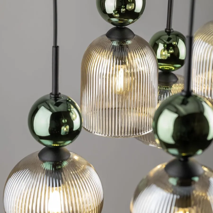 TK Lighting Sophia takpendel 6-lys Amber / Hvit