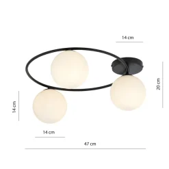 New Emibig Sopra taklampe 3-lys - Svart/Opal Svart / Opal