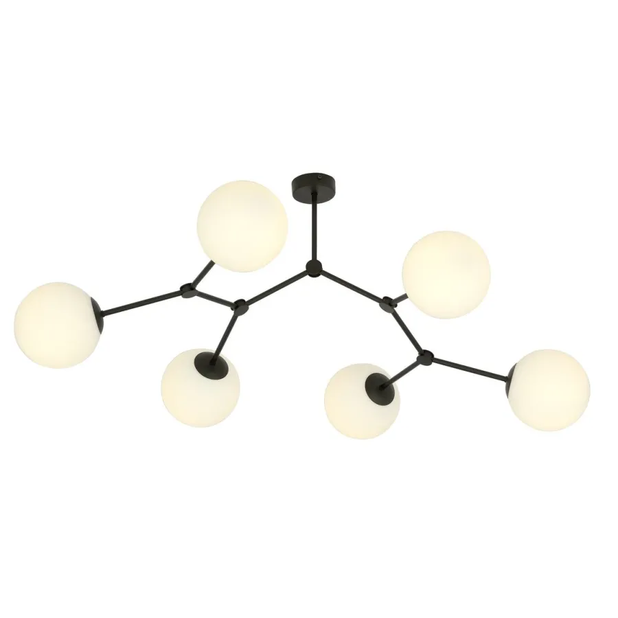 Online Emibig Space taklampe 6 lys - Svart/Opal Svart / Opal