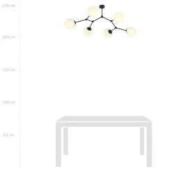 Online Emibig Space taklampe 6 lys - Svart/Opal Svart / Opal