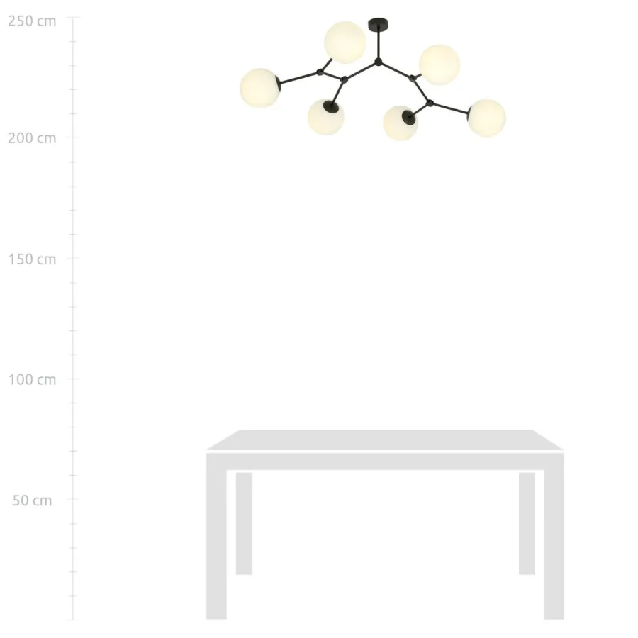 Online Emibig Space taklampe 6 lys - Svart/Opal Svart / Opal