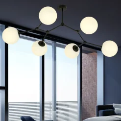 Online Emibig Space taklampe 6 lys - Svart/Opal Svart / Opal
