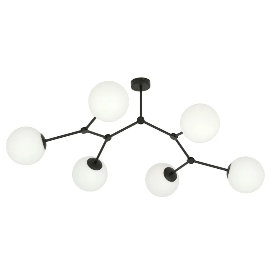 Online Emibig Space taklampe 6 lys - Svart/Opal Svart / Opal