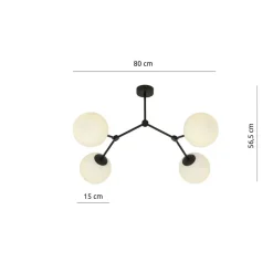Clearance Emibig Space taklampe 4 lys - Svart/Opal Svart / Opal