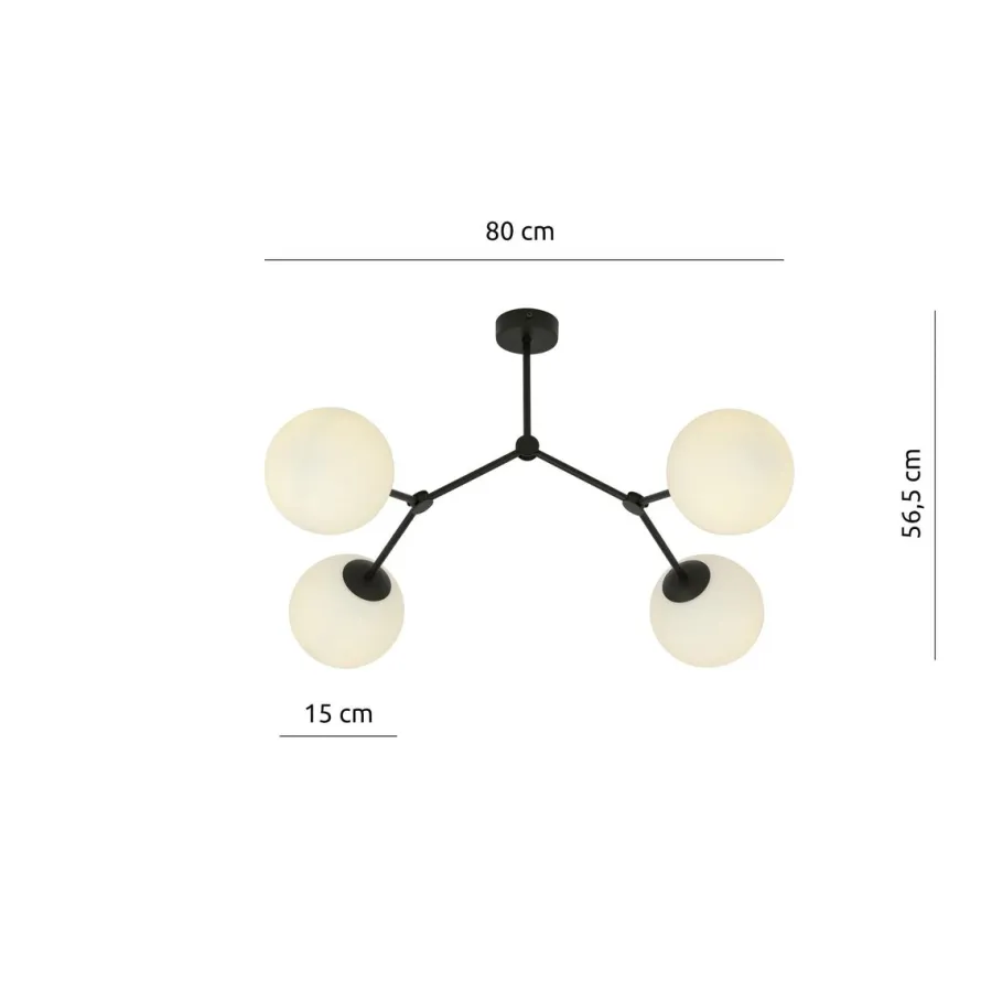 Clearance Emibig Space taklampe 4 lys - Svart/Opal Svart / Opal