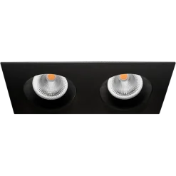Sale Norlux Tigrus Square Double 360° justerbare lavtbyggende downlight 2x7W 2700K IP44 - Svart