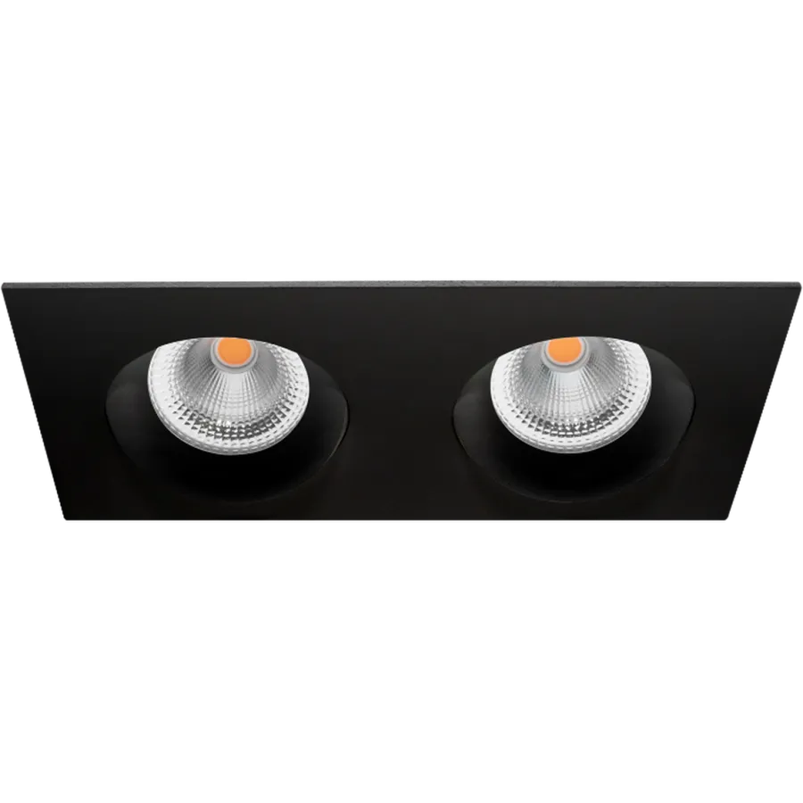 Sale Norlux Tigrus Square Double 360° justerbare lavtbyggende downlight 2x7W 2700K IP44 - Svart