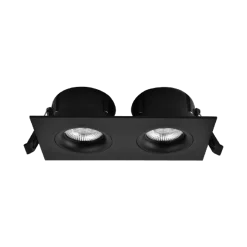 Sale Norlux Tigrus Square Double 360° justerbare lavtbyggende downlight 2x7W 2700K IP44 - Svart