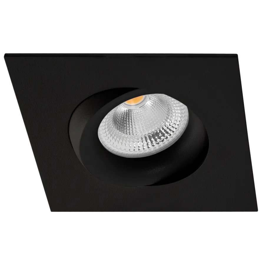 Best Norlux Tigrus 360° Square Rotatable lavtbyggende downlight 8W 1800-3000K Dim2Warm IP44 - Svart