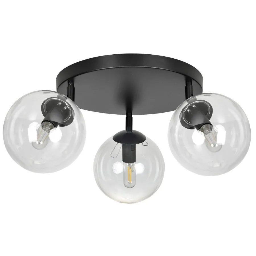 Online Emibig Tofi taklampe rund 3 lys - Svart/Klart glass Svart / Klartglass