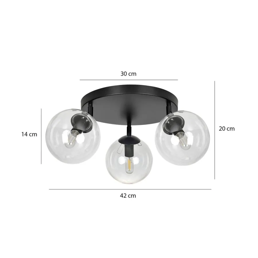 Online Emibig Tofi taklampe rund 3 lys - Svart/Klart glass Svart / Klartglass