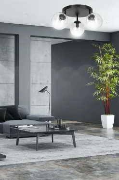 Online Emibig Tofi taklampe rund 3 lys - Svart/Klart glass Svart / Klartglass