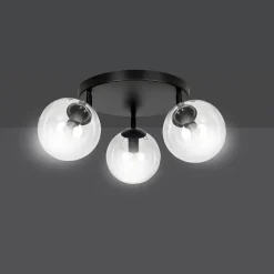 Online Emibig Tofi taklampe rund 3 lys - Svart/Klart glass Svart / Klartglass