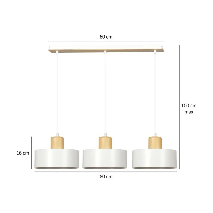 Clearance Emibig Torin trippel takpendel - Hvit/Tre Hvit / Tre