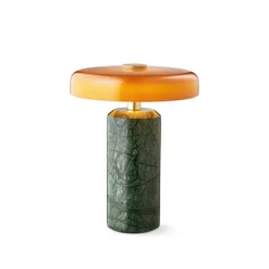 Best Design by Us Trip oppladbar bordlampe - Moss marmor/Orange blank skjerm Grønn marmor / Oransje