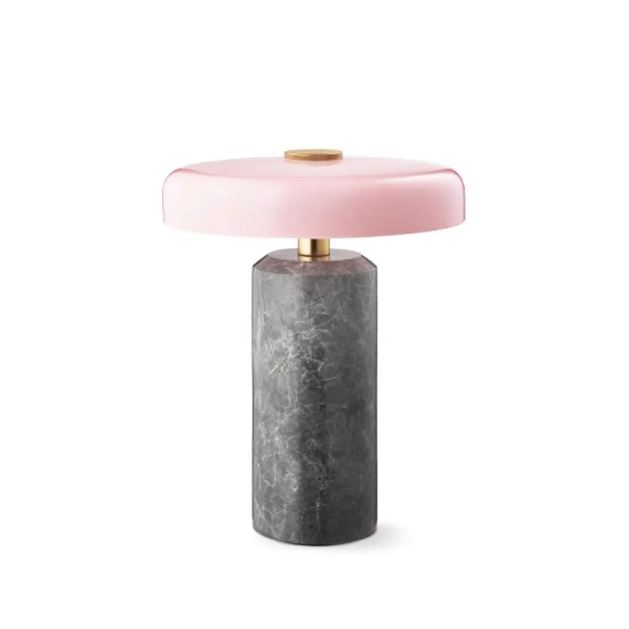 Discount Design by Us Trip oppladbar bordlampe - Sølv /Rosa blank skjerm Marmor