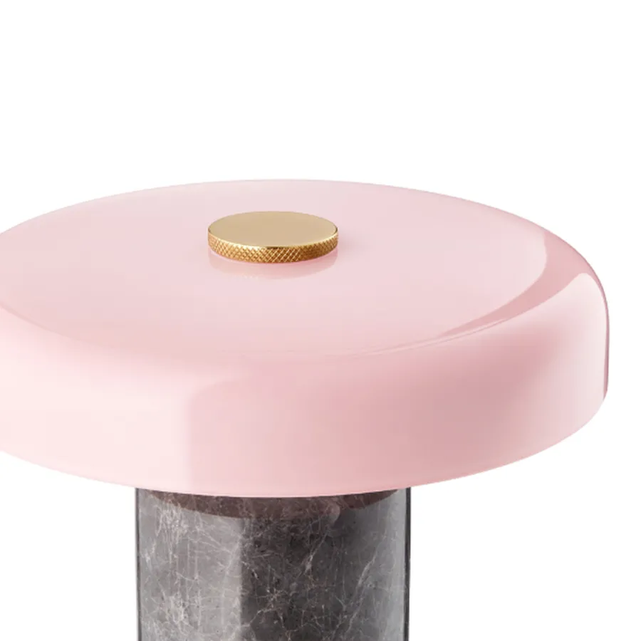 Discount Design by Us Trip oppladbar bordlampe - Sølv /Rosa blank skjerm Marmor