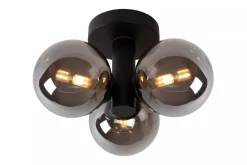 Discount Lucide Trudy taklampe 28cm 3-lys IP44 Svart / Røyk