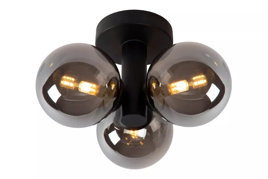 Discount Lucide Trudy taklampe 28cm 3-lys IP44 Svart / Røyk