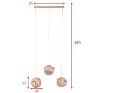 New Venture Home Tubbie takpendel 3 lys - Dusty Pink Rosa
