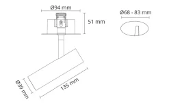Sg Armaturen As Tube Micro R takspot for innfelling 15W 3000K dimbar Hvit