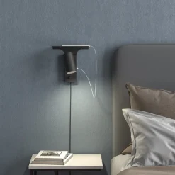 Discount Belid Tyson vegglampe m/USB høyre side dimbar - Svart