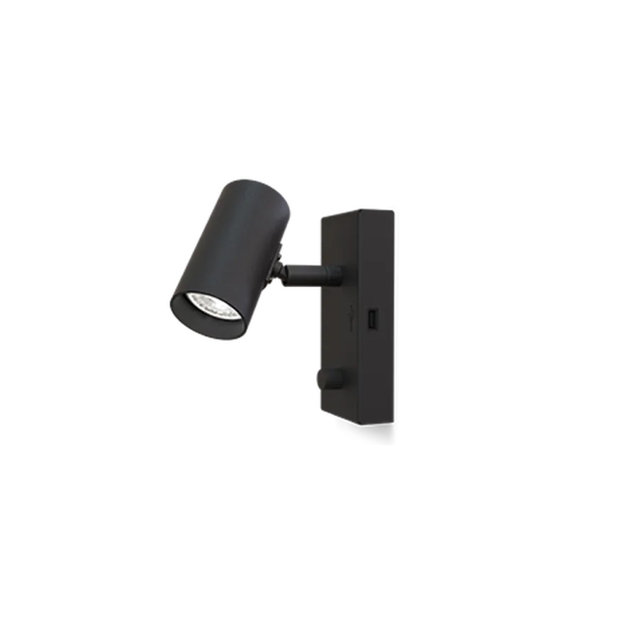 Discount Belid Tyson vegglampe m/USB høyre side dimbar - Svart