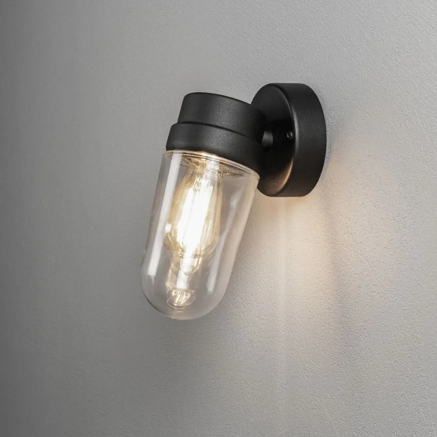Outlet Konstsmide Vega vegglampe utendørs IP54 E27 - Svart