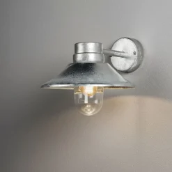 Clearance Konstsmide Vega vegglampe utendørs IP54 - stål Galvanisert