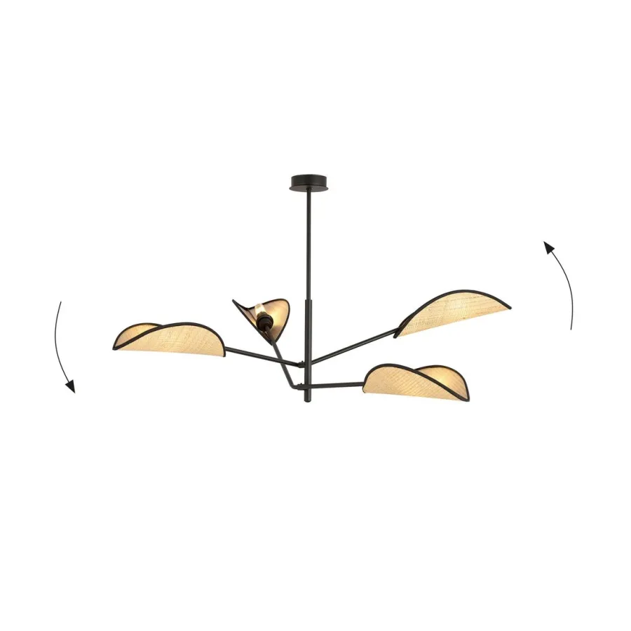 Hot Emibig Vene taklampe 4-lys - Svart/ Natur