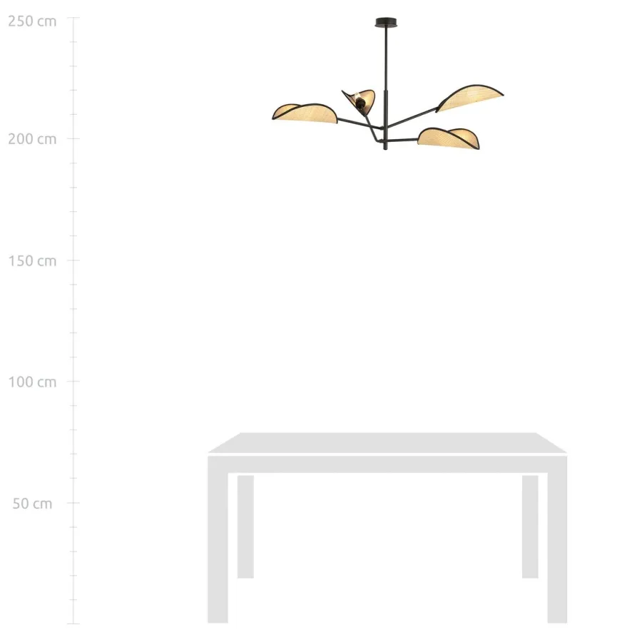 Hot Emibig Vene taklampe 4-lys - Svart/ Natur
