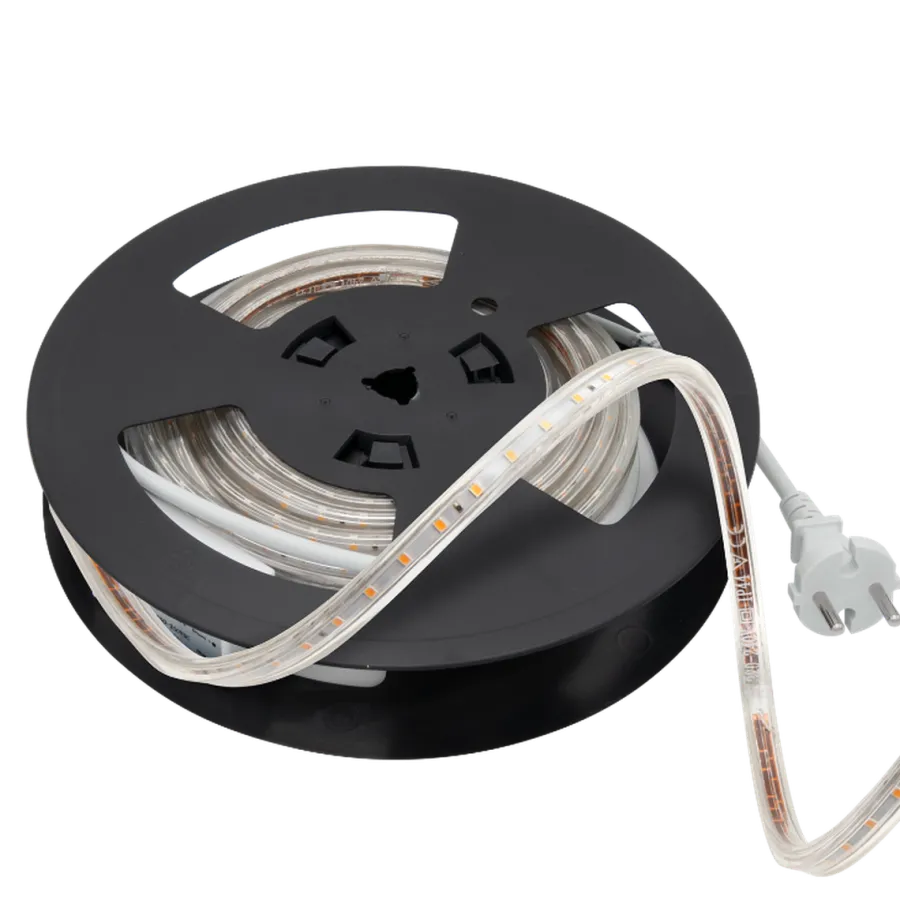 Hot Lightup 230V LED-Strip 9,2W 3000K IP65 Dimbar m/støpsel - 10 meter Hvit