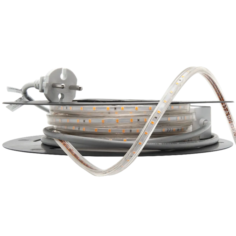 Hot Lightup 230V LED-Strip 9,2W 3000K IP65 Dimbar m/støpsel - 10 meter Hvit